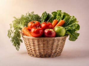 Fresh groceries basket