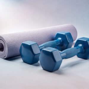 Dumbbells and yoga mat
